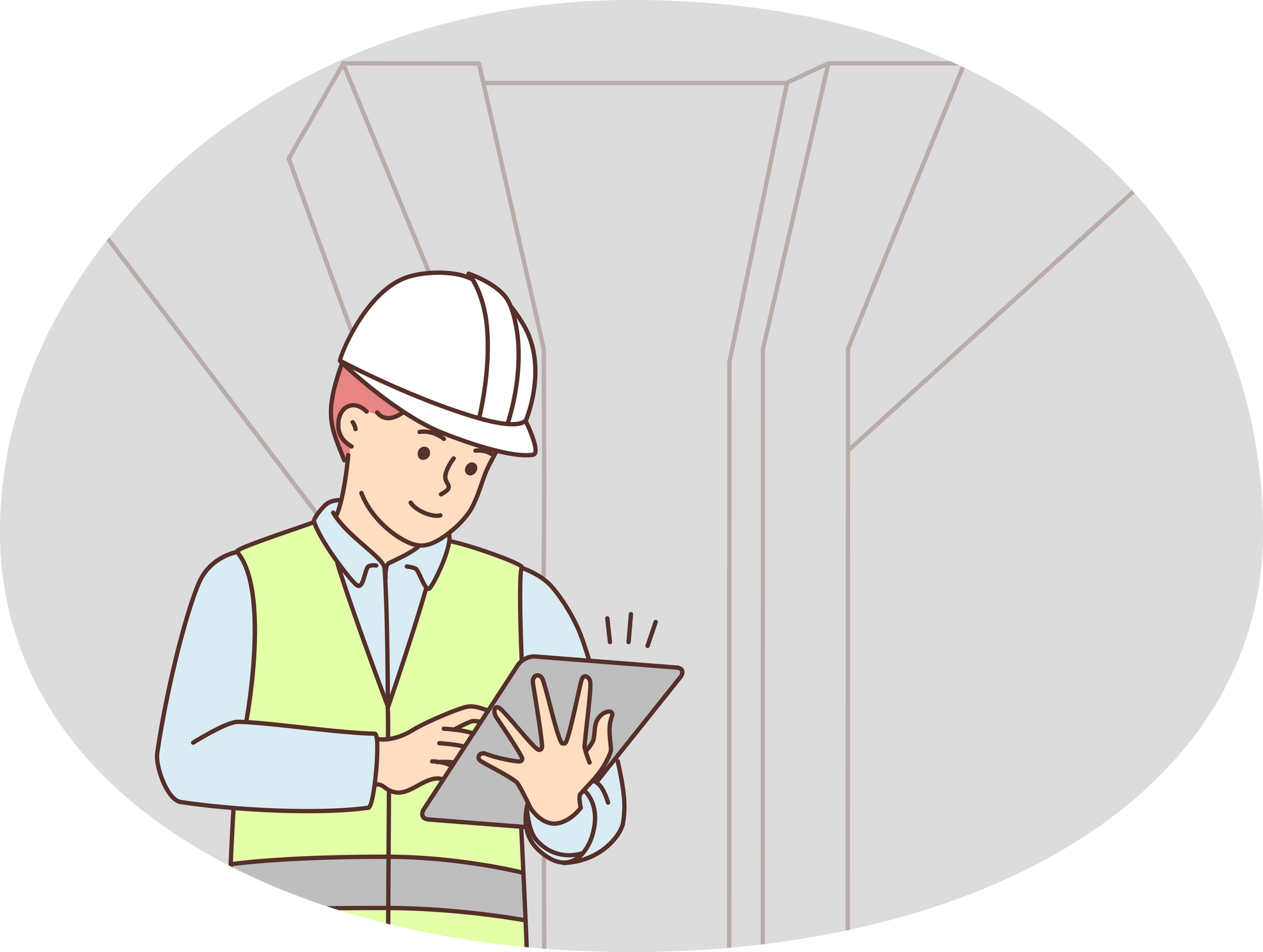 Male engineer in uniform near bridge construction